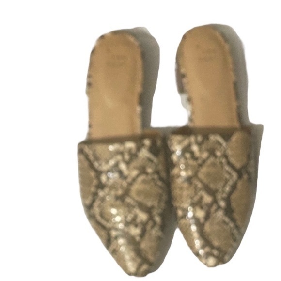a new day Shoes - A New Day Mules Womens 9 Codi Flats Slip Ons Snake Skin Print Studs Pointed Toe